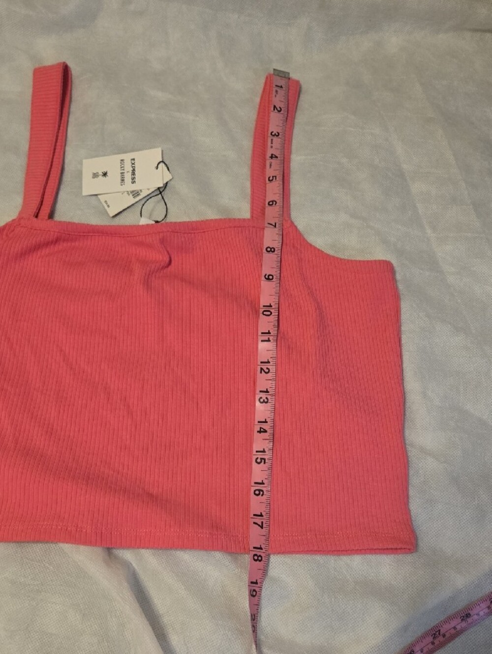 Express Hot Pink Ribbed Square-Neck Crop Tank - Picture 6 of 6
